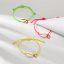 3Pcs Braided Leather Yellow&Green&Pink Bracelet For Women Natural Shell&Cla