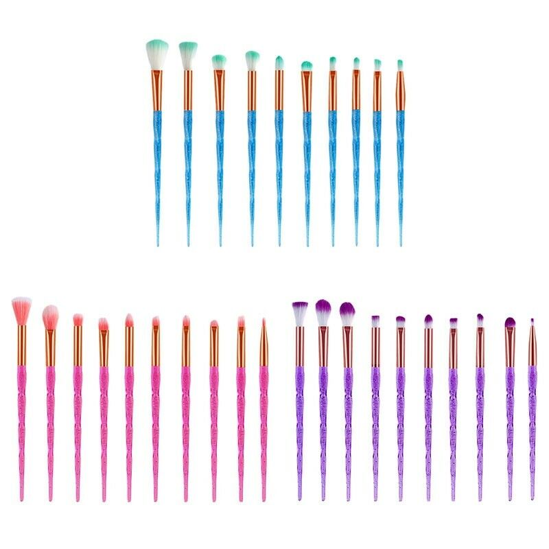 10Pcs Diamond Handle Makeup Brushes Set Crystal Spiral Handle Foundation Bl B3I1