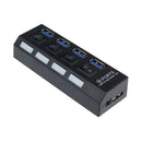 4 Ports USB 3.0 HUB With On/Off Switch Power Adapter For Desktop Laptop Tide