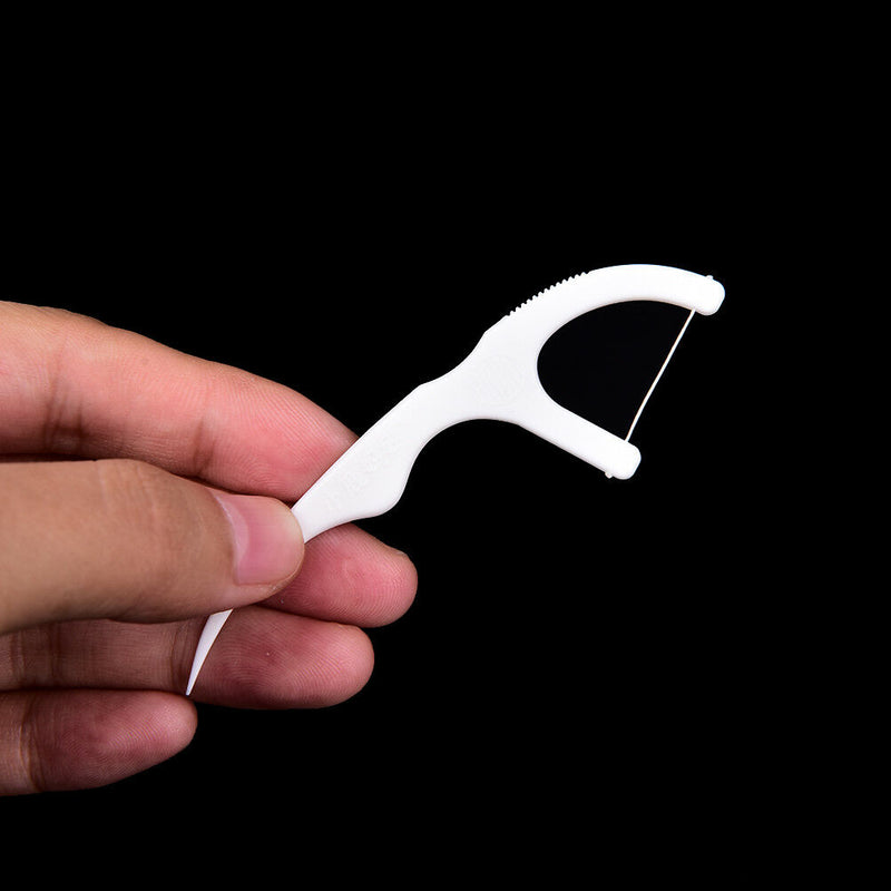 50X Individual Package Sticks Tooth Clean Picks Dental Floss Flosser Toothpic Gw