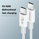For Notebook Phone 1.2m USAMS Type-C to Type-C 60W PD Charging Data Cable