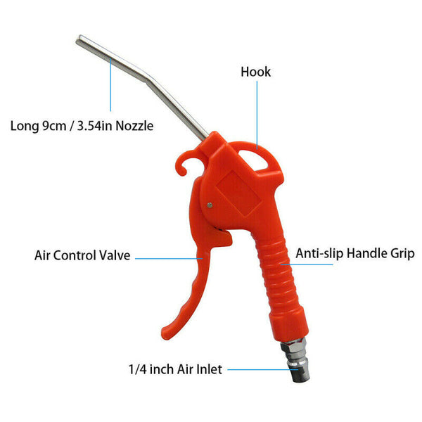 12pcs Air Blow Gun Red Plastic Handle Angled Bent Nozzle Air Duster Bl QNA