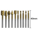 10pcs Routing Wood Rotary MIlling File Cutter Carving Rasps Deburrs HSS Titanium