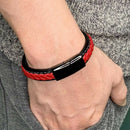 Leather Bracelet Men Punk Jewelry Casual Retro Braided Bangle Clasp Mens Wr Y8V4