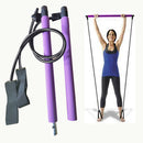Portable Pilates Bar Stick with Resistance Band for Gym Fitness (Purple) A