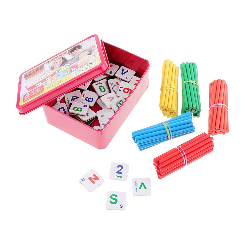 Wooden Counting Toys Math Counting Sticks Number & Alphabet Blocks Preschool