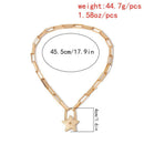 Geometric Star Lock Pendant Necklace Retro Choker Women Statement Jewelry