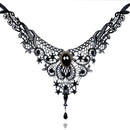 Black Lace Beads Choker Victorian Steampunk Gothic Collar Necklace Gift