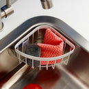 Metal Kitchen Sink Suction Holder Corner Caddy for Sponges, Scrubbers, Soap