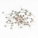 50x Ball Ear Pin Studs Earring Post - Loop Jewelry Making Supply 15x6mm