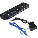 7 Port Super Speed 5Gbps USB 3.0+USB 2.0 HUB With Power Adapter For PC Tide Gift