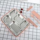 5 Grid Stainless Steel Lunch Box with Spoon Leak-Proof Bento Box Dinnerware