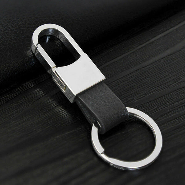Fashion Men Leather Alloy Metal Keyfob Car Keyring Keychain Key Chain Ring Gift