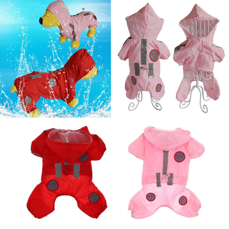 Waterproof Reflective Dog Raincoat Pet Rain Poncho Dog Pet Rainwear  Red S