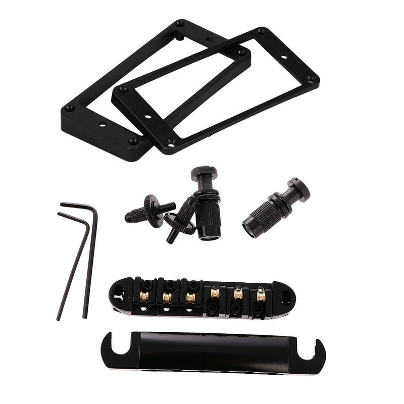 Replacement Electric Guitar Roller Saddle Bridge+Humbucker Pickup Frame Ring