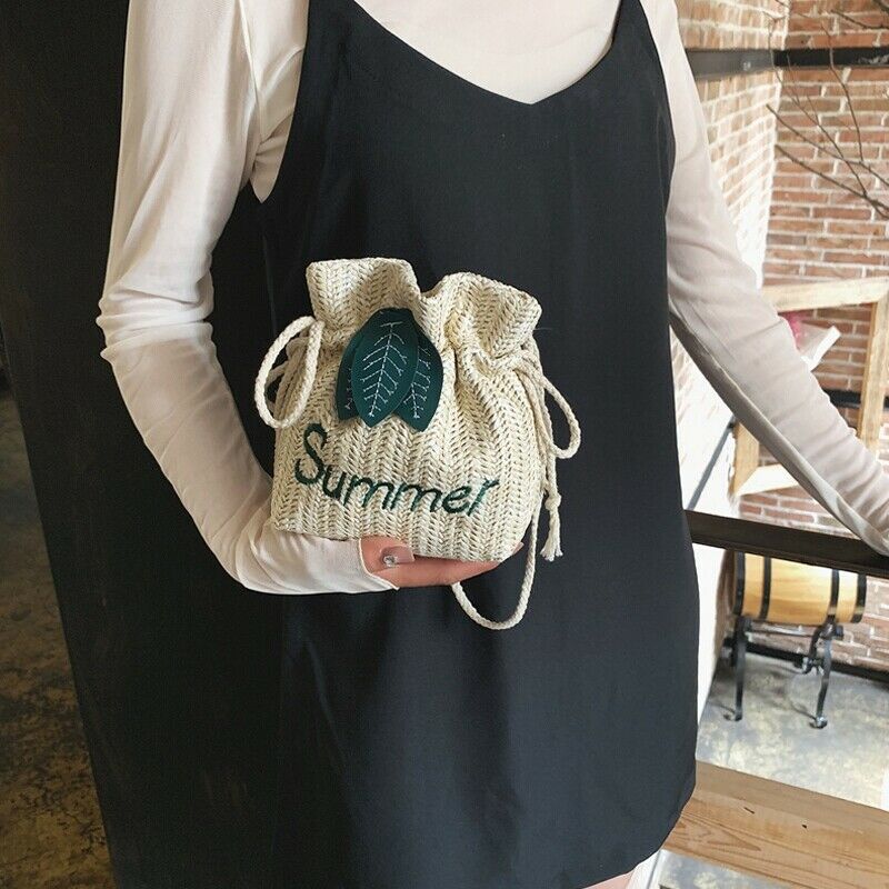 5X(Summer Beach Women'S Woven Bag Handmade Shoulder Bag Rattan Tote Purse  Y3D5)