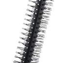 1 Piece Small Mini Round Hair Brush Nylon Bristles, Black Long Wood Handle Hair