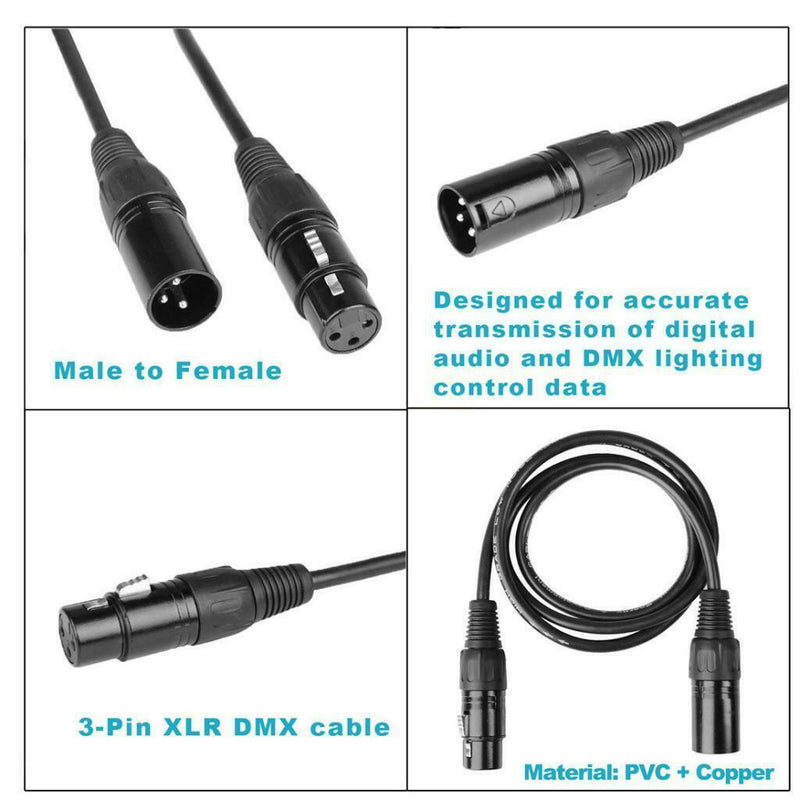 5Pcs 3 Pin XLR Male to Female Cable for Speaker Microphone Amplifier 0.6m