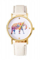 Women Students Elephant Pattern Watch White I9E9