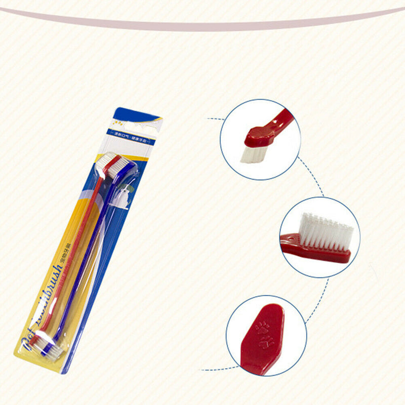 2PCS Cat Dental Care Double-end Oral Hygiene Kit Toothbrush Pet Dog Manual