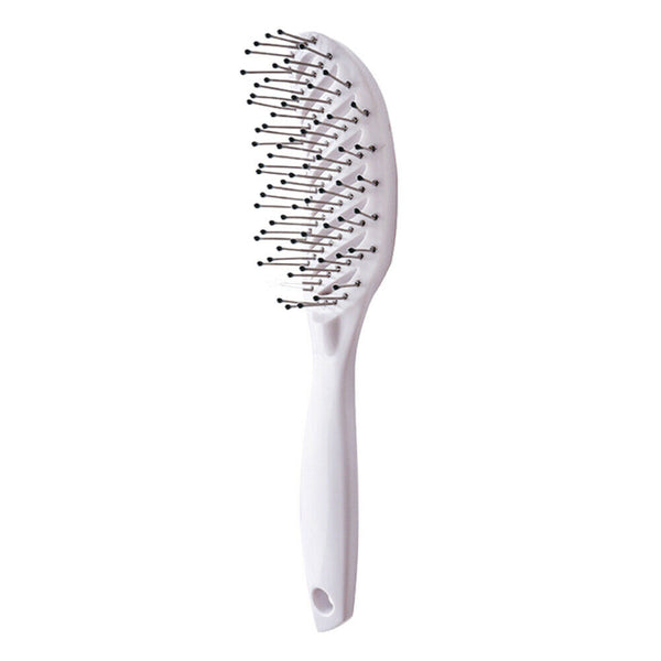 Curved Anti-Static Hair Massage Comb Salon Wet Dry Styling Brush (White) A#S