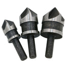 3pcs 5 Flute Countersink Drill Bit Set 90 Degree Chamfering Cutter For Wood