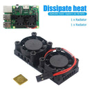 Mini Dual Fans Radiator Copper Heatsink PC Case Cooler for RPi 3B/2B/B+ A