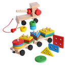 Baby development toys kids train truck wooden geometric   education toys HT FT
