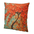 Fashion Cotton and linen Square Pillow cases Green orange + red flowers