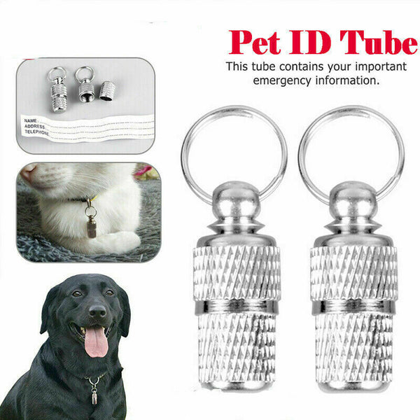 Anti-Lost Pet Dog Cat Puppy ID Address Name Label Tag Barrel Tube Collar Metal*1