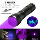 3.7V LED UV Flashlight Zoomable Lantern UV Torch Outdoor Lighting 5 Modes