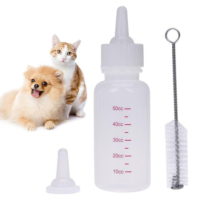 Puppy Kitten Feeding Bottle Nursing Water Milk Feeder w/ Cleaning Brush A