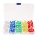 500PCS 5mm LED Red Yellow Green Blue White Round LED Diode 5 Mixed Color+Box