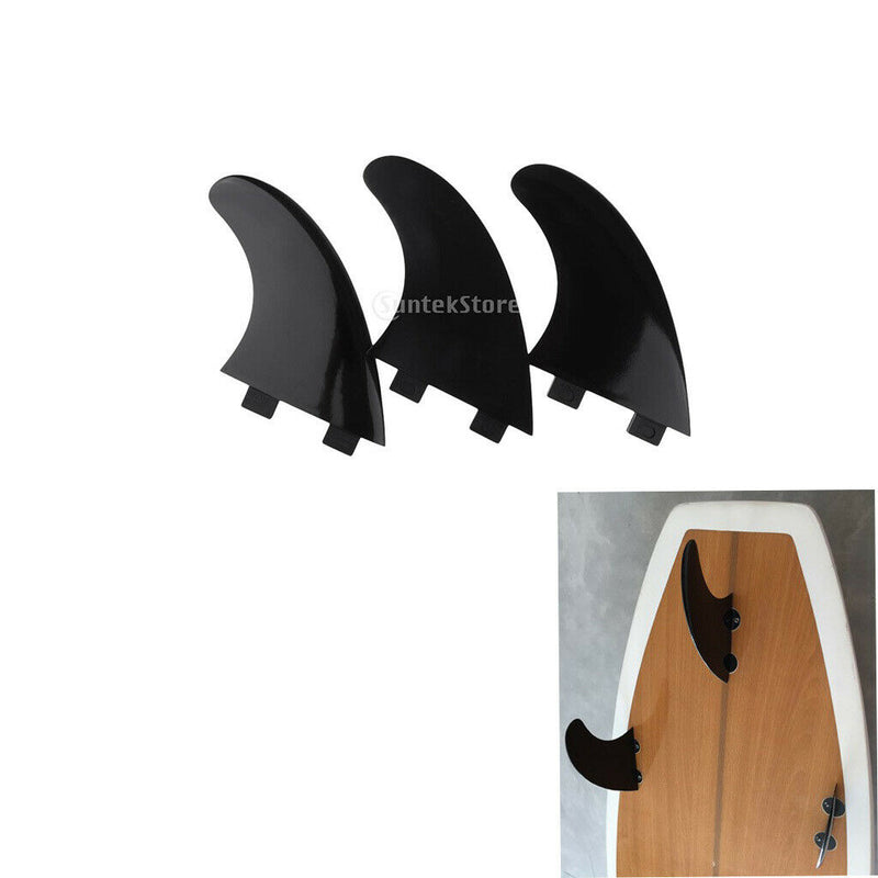Pack of 3 Premium Surfboard Fins - Thruster Surf Fins -  G5 Tri Fins - Black
