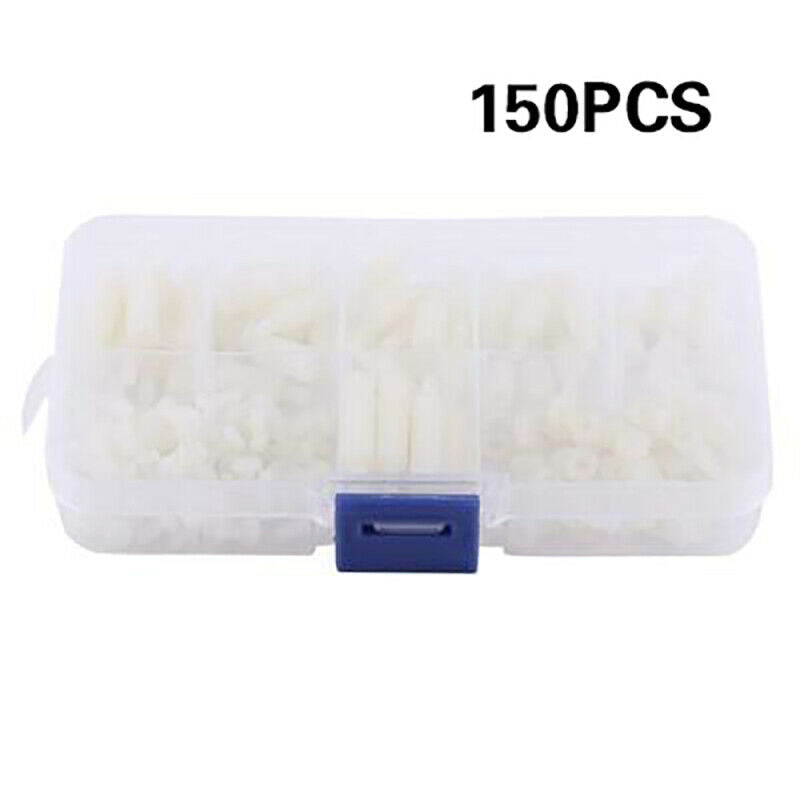 150x White Nylon M2 M2.5 M3 M4 M5 Hex Screw Bolt Nut Standoff Spacer K HLD