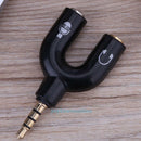 3.5mm Stereo Audio Jack Earphone Headphone 2 Way U Splitter Adapter for Laptop