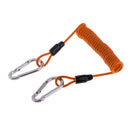 Scuba Diving Spring Coil Rope with two Snap Clips for Current Dive Orange