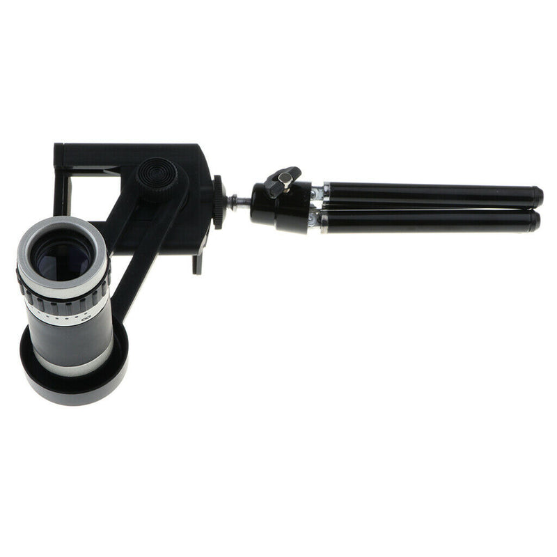 8x Zoom Phone Camera Telephoto Lens Mini Tripod Holder Stand For Phone Black
