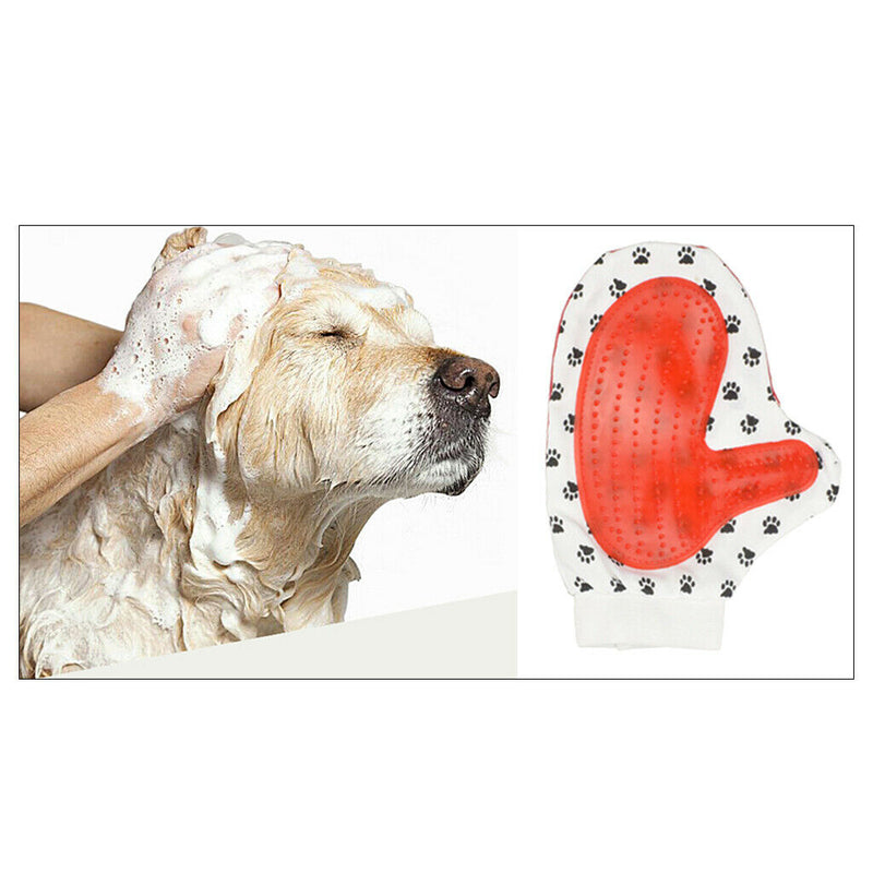 Pet Dog Cleaning Gloves Cat Dogs Bathing Massage Gloves Red