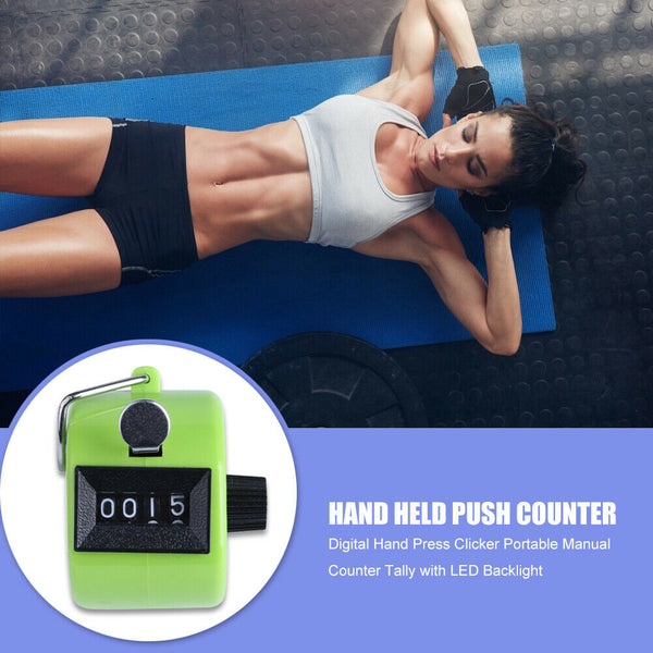 Digital Hand Press Clicker Portable Manual Tally with LED Backlight (Green)