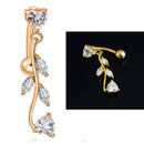 Sexy Zircon Reverse Belly Button Ring Dangle Bar Navel Ring Body Piercing J Y7O6