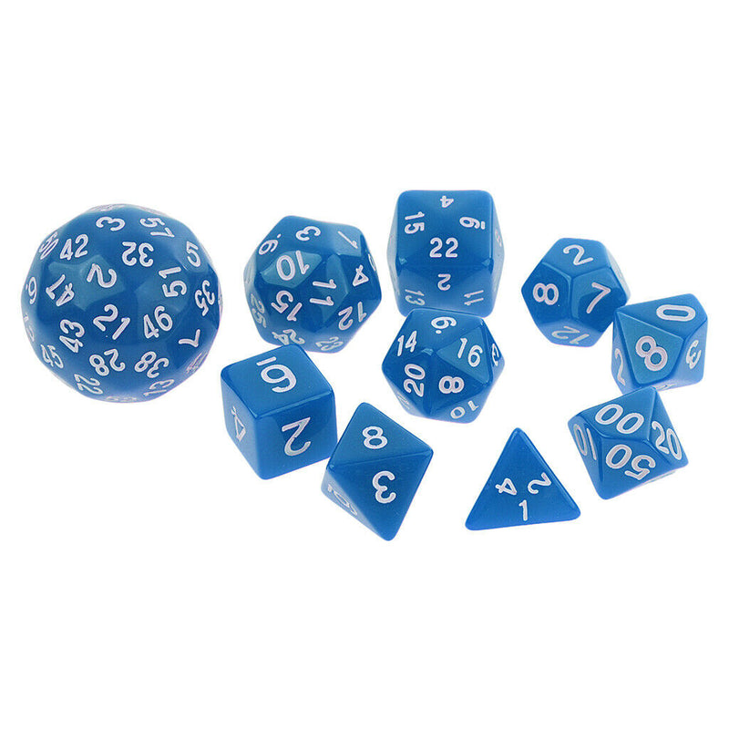 10x Multi Sided Dungeons & Dragon RPG Roleplay Game Dices Set Kids Gift Blue