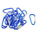 20pcs Blue Aluminum Carabiner Pink D Shape Clip Spring Snap Key Chain Hook