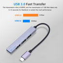 Type C HUB USB-C to 4 Port USB 2.0 Splitter Converter OTG Adapter (Grey)