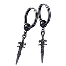 4PC Stainless Steel Long Dangle Earclip Cross Spike Huggie Hoop Men & Women