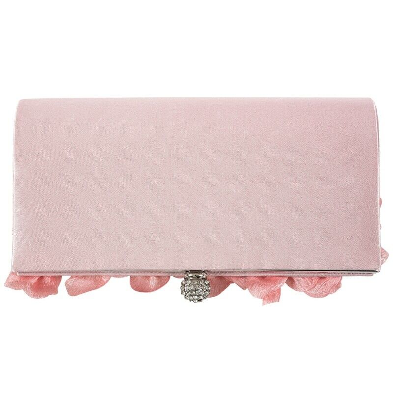 Lady Satin Clutch Bag Flower Evening Party Wedding Purse Chain Shoulder Han O1H8