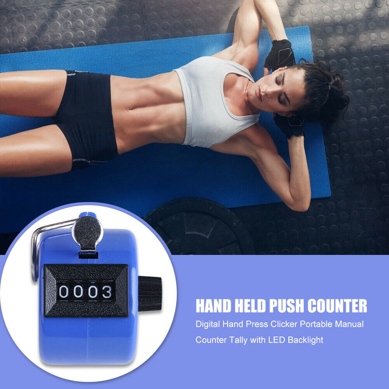 Digital Hand Press Clicker Portable Manual Tally with LED Backlight (Blue) A
