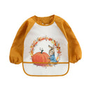 Cartoon Full Sleeve Baby Bib Waterproof Paint Feeding Apron (Pink Rabbit) A