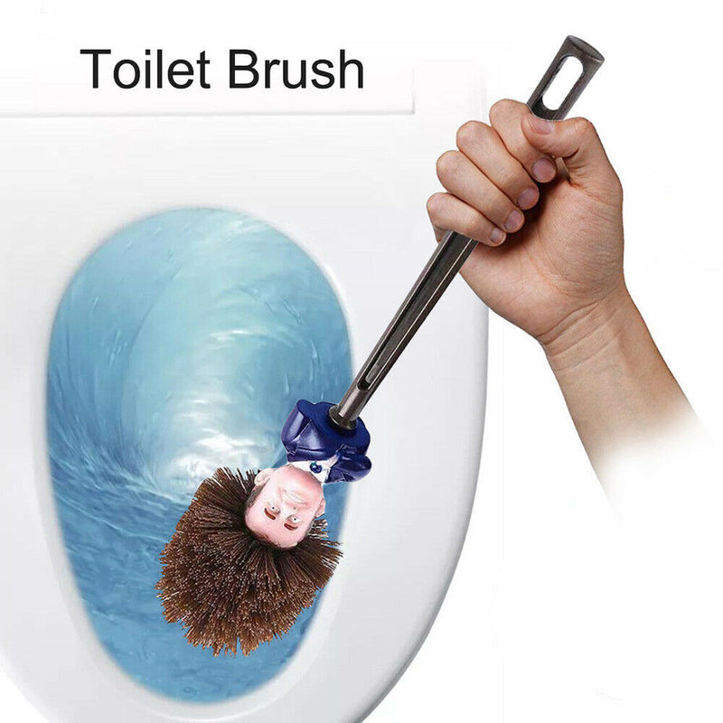 1 Set Toilet Brush w/ Bowl Holder Emmanuel Macron Head Brushes For Home Plastic
