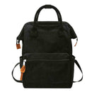 Solid Color Travel Backpacks Corduroy Women Large Top-handle Bags (Black) A